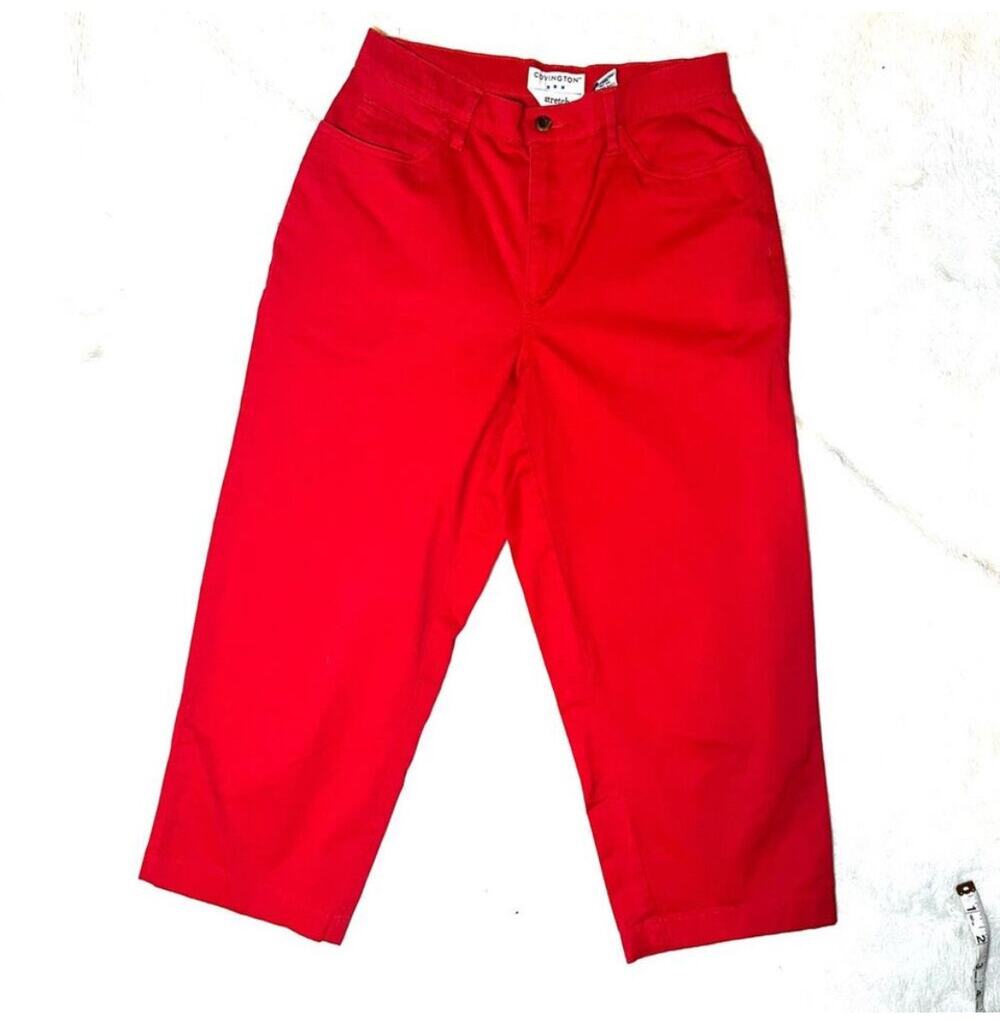3/$30 Covington Red Stretch Capri Pants Women’s Size 6 High Rise Cropped Casual